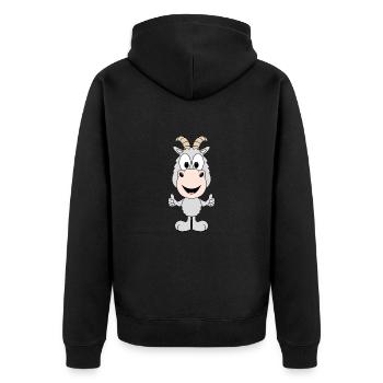 ZIEGE - TIER - TIERISCH - KIND - BABY - FUN - Unisex Premium Bio Zip Hoodie - Schwarz - Hinten - Nico (187cm)