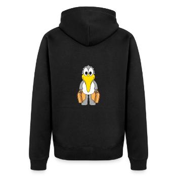 MÖWE - KOFFER - REISE - URLAUB - AUSWANDERER - Unisex Premium Bio Zip Hoodie - Schwarz - Hinten - Nico (187cm)