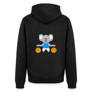 BASKETBALL - KOALA - SPORT - TIER - KIND - BABY - Unisex Premium Bio Zip Hoodie - Schwarz - Hinten - Nico (187cm)