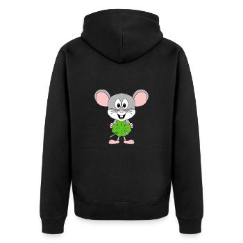 KLEEBLATT - GLÜCKSBRINGER - MAUS - TIER - BABY - Unisex Premium Bio Zip Hoodie - Schwarz - Hinten - Nico (187cm)