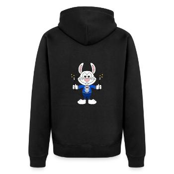 HASE - MAGIER - ZAUBERER - TIER - KIND - BABY - Unisex Premium Bio Zip Hoodie - Schwarz - Hinten - Nico (187cm)