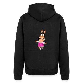PFERD - PONY - TANZEN - TÄNZERIN - BALLETT - TIER - Unisex Premium Bio Zip Hoodie - Schwarz - Hinten - Nico (187cm)