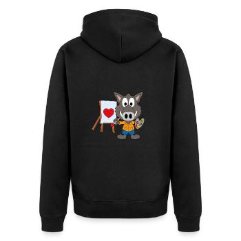WILDSCHWEIN - MALER - KÜNSTLER - KUNST - LIEBE - Unisex Premium Bio Zip Hoodie - Schwarz - Hinten - Nico (187cm)
