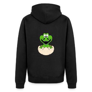 KROKODIL - EI - GEBURT - BABY - NACHWUCHS - TIER - Unisex Premium Bio Zip Hoodie - Schwarz - Hinten - Nico (187cm)