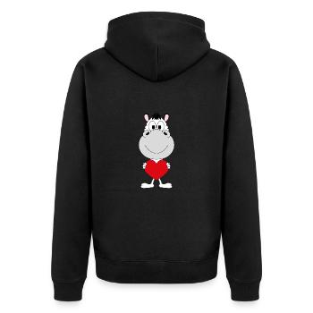 ZEBRA - LIEBE - LOVE - TIER - VERLIEBT - KINDER - Unisex Premium Bio Zip Hoodie - Schwarz - Hinten - Nico (187cm)