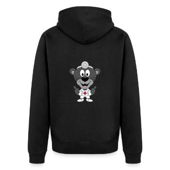 TIERARZT - ARZT - DOCTOR - PANTHER - TIERISCH - Unisex Premium Bio Zip Hoodie - Schwarz - Hinten - Nico (187cm)