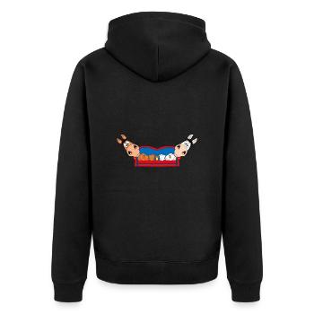 PFERD - PONYS - SOFA - PAUSE - RELAXEN - CHILLEN - Unisex Premium Bio Zip Hoodie - Schwarz - Hinten - Nico (187cm)