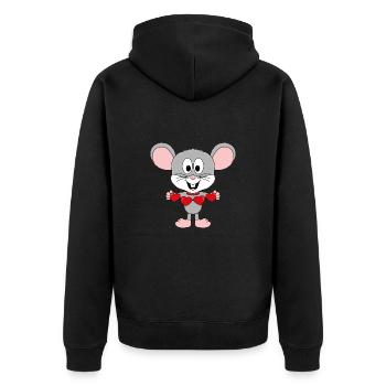 MAUS - HERZEN - LIEBE - VERLIEBT - TIER - TIERISCH - Unisex Premium Bio Zip Hoodie - Schwarz - Hinten - Nico (187cm)