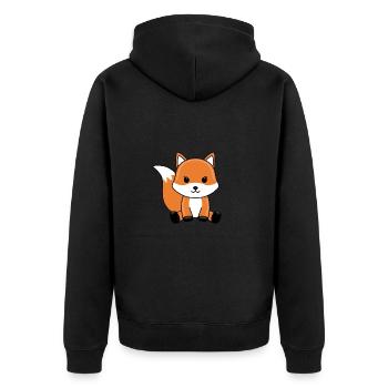 FUCHS - TIER - KIND - BABY - TIERISCH - GESCHENKE - Unisex Premium Bio Zip Hoodie - Schwarz - Hinten - Nico (187cm)