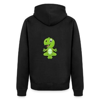 YOGA - PILATES - SCHILDKRÖTE - TIERISCH - TIER - Unisex Premium Bio Zip Hoodie - Schwarz - Hinten - Nico (187cm)