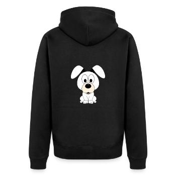 HUND - WELPE - TIER - BABY - KIND - TIERISCH - Unisex Premium Bio Zip Hoodie - Schwarz - Hinten - Nico (187cm)
