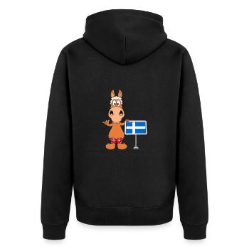 SHETLANDPONY - SHETLANDINSELN - SHETLAND - PFERD - Unisex Premium Bio Zip Hoodie - Schwarz - Hinten - Nico (187cm)