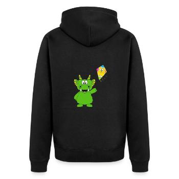 DRACHE - DRACHENSTEIGEN - DRACHENFEST - KINDER - Unisex Premium Bio Zip Hoodie - Schwarz - Hinten - Nico (187cm)