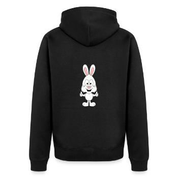 HASE - TIER - TIERISCH - SUPER - GUT - KIND - BABY - Unisex Premium Bio Zip Hoodie - Schwarz - Hinten - Nico (187cm)