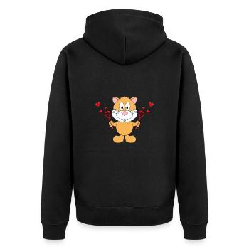 HAMSTER - SEIFENBLASEN - HERZEN - LIEBE - VERLIEBT - Unisex Premium Bio Zip Hoodie - Schwarz - Hinten - Nico (187cm)