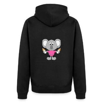 KOALA - BABY - NACHWUCHS - FLÄSCHCHEN - TIERISCH - Unisex Premium Bio Zip Hoodie - Schwarz - Hinten - Nico (187cm)