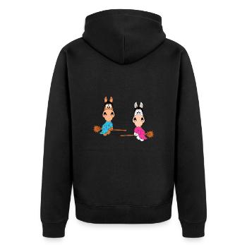 PFERDE - PONYS - HEXEN - HALLOWEEN - LIEBE - LOVE - Unisex Premium Bio Zip Hoodie - Schwarz - Hinten - Nico (187cm)