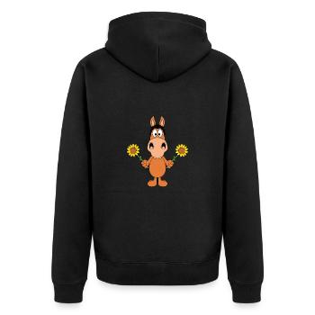 PFERD - PONY - SONNENBLUMEN - BLUMEN - LIEBE - Unisex Premium Bio Zip Hoodie - Schwarz - Hinten - Nico (187cm)