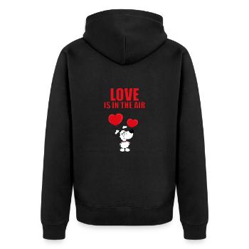 LOVE IS IN THE AIR - LUFTBALLONS - LIEBE - HUND - Unisex Premium Bio Zip Hoodie - Schwarz - Hinten - Nico (187cm)