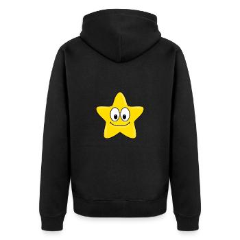 STERN - KINDER - BABYS - GESCHENKIDEEN - Unisex Premium Bio Zip Hoodie - Schwarz - Hinten - Nico (187cm)
