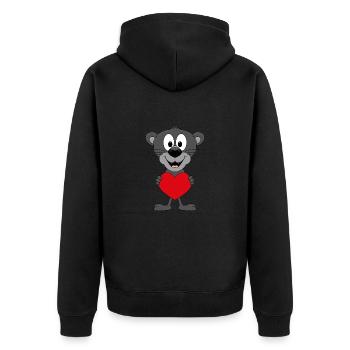 PANTHER - HERZ - LIEBE - TIERISCH - VERLIEBT - Unisex Premium Bio Zip Hoodie - Schwarz - Hinten - Nico (187cm)