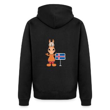 PFERD - PONY - ISLAND - ISLÄNDER - ISLAND - SHAKA - Unisex Premium Bio Zip Hoodie - Schwarz - Hinten - Nico (187cm)