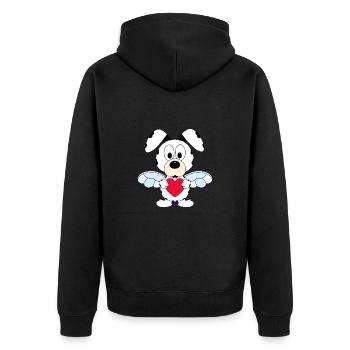 HUND - ENGEL - LIEBE - HIMMEL - TIERISCH - LOVE - Unisex Premium Bio Zip Hoodie - Schwarz - Hinten - Nico (187cm)