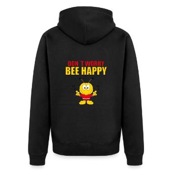 DON´T WORRY BEE HAPPY - BIENE - MUSIK - TIERISCH - Unisex Premium Bio Zip Hoodie - Schwarz - Hinten - Nico (187cm)