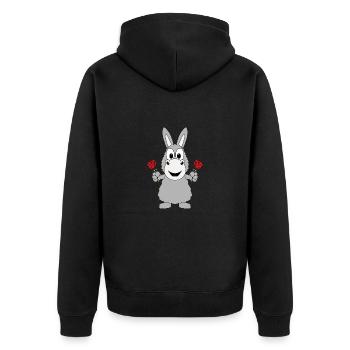 ESEL - BLUMEN - ROSEN - TIERISCH - VERLIEBT - Unisex Premium Bio Zip Hoodie - Schwarz - Hinten - Nico (187cm)
