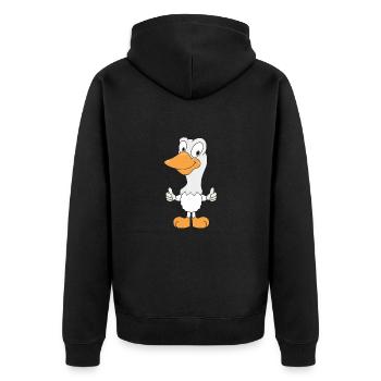 GANS - SUPER - TIERISCH - GUT - SPITZE - GENIAL - Unisex Premium Bio Zip Hoodie - Schwarz - Hinten - Nico (187cm)