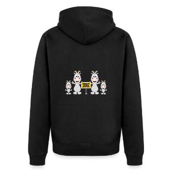 ZUHAUSE IST, WO MEINE ZIEGEN SIND - FAMILIE - TIER - Unisex Premium Bio Zip Hoodie - Schwarz - Hinten - Nico (187cm)