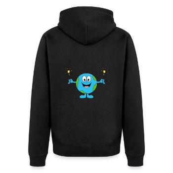 WUNDERKERZEN - WELT - ERDE - PLANET - LIEBE - Unisex Premium Bio Zip Hoodie - Schwarz - Hinten - Nico (187cm)