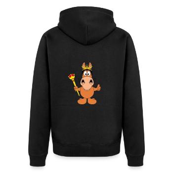 PFERD - KÖNIG - PRINZ - KÖNIGIN - PRINZESSIN - Unisex Premium Bio Zip Hoodie - Schwarz - Hinten - Nico (187cm)