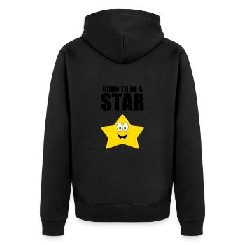 BORN TO BE A STAR - STERN - KIND - BABY - Unisex Premium Bio Zip Hoodie - Schwarz - Hinten - Nico (187cm)