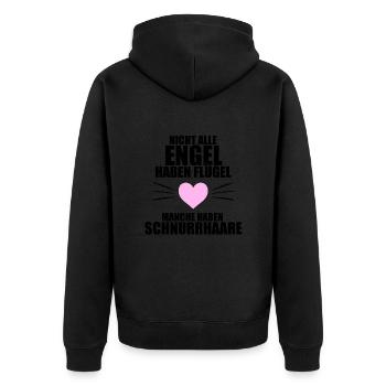 KATZEN - KATZE - NICHT ALLE ENGEL HABEN FLÜGEL... - Unisex Premium Bio Zip Hoodie - Schwarz - Hinten - Nico (187cm)