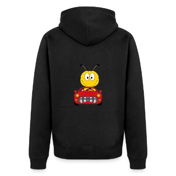 AUTO - BIENE - CABRIO - TIERISCH - AUTOMOBIL - Unisex Premium Bio Zip Hoodie - Schwarz - Hinten - Nico (187cm)