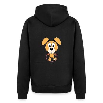 HUND - SPRINGSEIL - SEILSPRINGEN - FIT - FITNESS - Unisex Premium Bio Zip Hoodie - Schwarz - Hinten - Nico (187cm)
