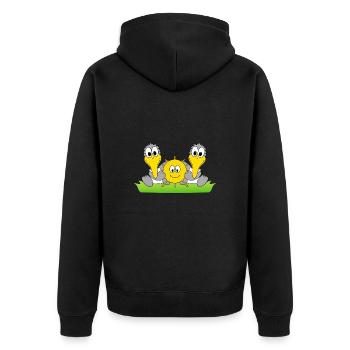 MÖWEN - SONNE - SONNENSCHEIN - LIEBE - MEER - SEE - Unisex Premium Bio Zip Hoodie - Schwarz - Hinten - Nico (187cm)