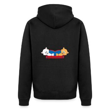 KATZEN - SOFA - CHILLEN - RELAXEN - KATZE - LIEBE - Unisex Premium Bio Zip Hoodie - Schwarz - Hinten - Nico (187cm)