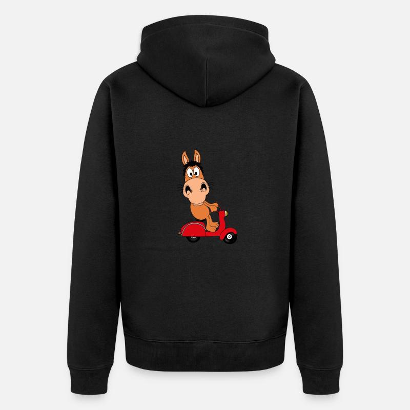 PFERD - PONY - ROLLER - TIER - TIERISCH - Unisex Premium Bio Zip Hoodie - Schwarz