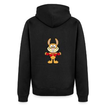 HASE - LIEBE - LOVE - HERZEN - TIER - TIERISCH - Unisex Premium Bio Zip Hoodie - Schwarz - Hinten - Nico (187cm)