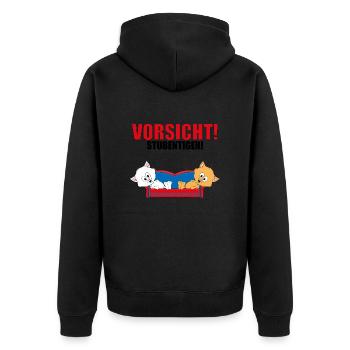 VORSICHT! STUBENTIGER! - KATZEN - SOFA - HAUSKATZE - Unisex Premium Bio Zip Hoodie - Schwarz - Hinten - Nico (187cm)