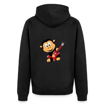 SCHAF - GITARRE - MUSIKER - MUSIK - LIEBE - TIER - Unisex Premium Bio Zip Hoodie - Schwarz - Hinten - Nico (187cm)