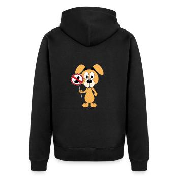 KATZEN VERBOTEN - HUND - TIERE - TIERISCH - Unisex Premium Bio Zip Hoodie - Schwarz - Hinten - Nico (187cm)