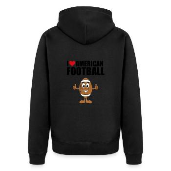 I LOVE AMERICAN FOOTBALL - SPORT - Unisex Premium Bio Zip Hoodie - Schwarz - Hinten - Nico (187cm)