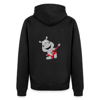 NILPFERD - GITARRE - MUSIK - LIEBE - LOVE - Unisex Premium Bio Zip Hoodie - Schwarz - Hinten - Nico (187cm)
