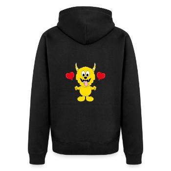 MONSTER - LUFTBALLONS - LIEBE - KIND - BABY - Unisex Premium Bio Zip Hoodie - Schwarz - Hinten - Nico (187cm)