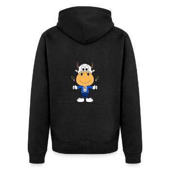 KUH - ZAUBERER - ZAUBERN - MAGIER - MAGIC - Unisex Premium Bio Zip Hoodie - Schwarz - Hinten - Nico (187cm)