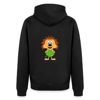 KLEEBLATT - GLÜCKSBRINGER - IGEL - TIER - Unisex Premium Bio Zip Hoodie - Schwarz - Hinten - Nico (187cm)