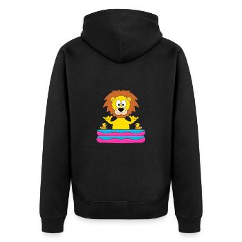 LÖWE - POOL - PLANSCHBECKEN - SHAKA - Unisex Premium Bio Zip Hoodie - Schwarz - Hinten - Nico (187cm)